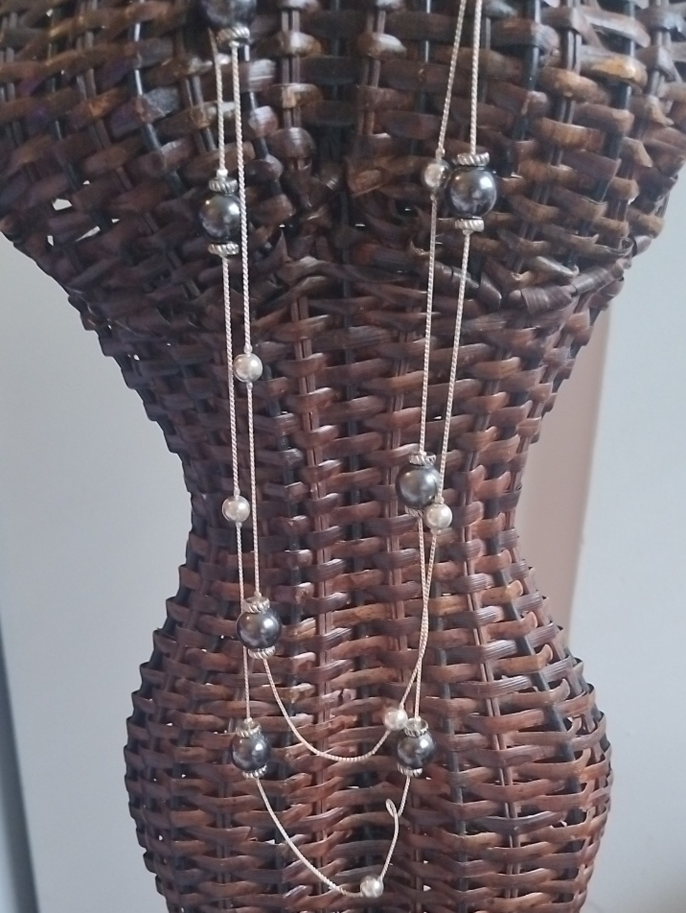 Alfani Multi-Strand Silver Necklace with Gunmetal and Silver Beads